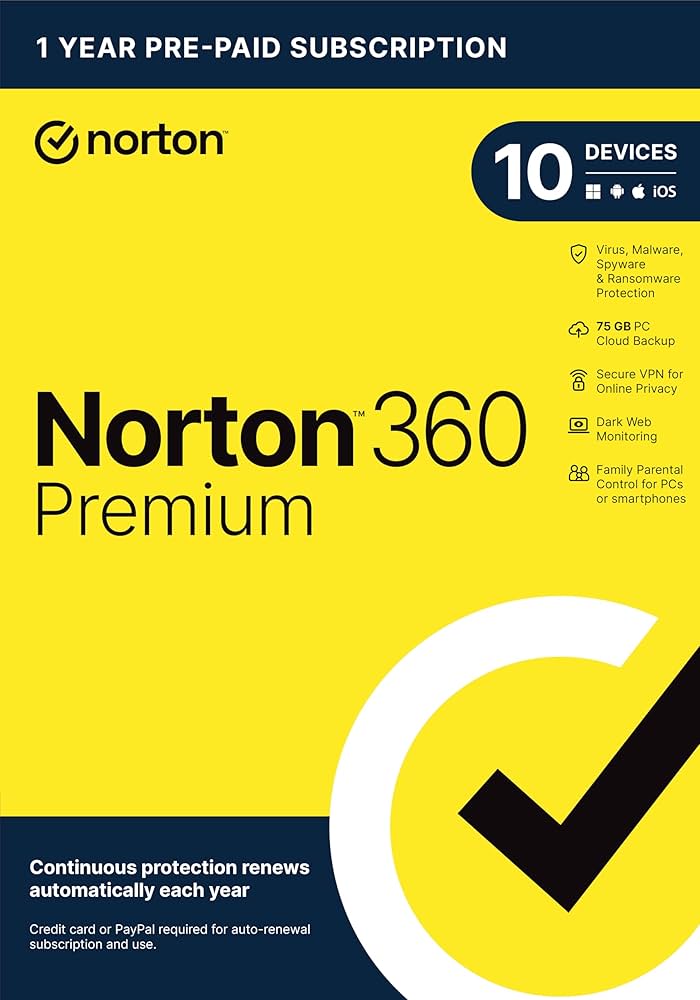 Norton 360 Premium – 10 Devices, 1-Year License